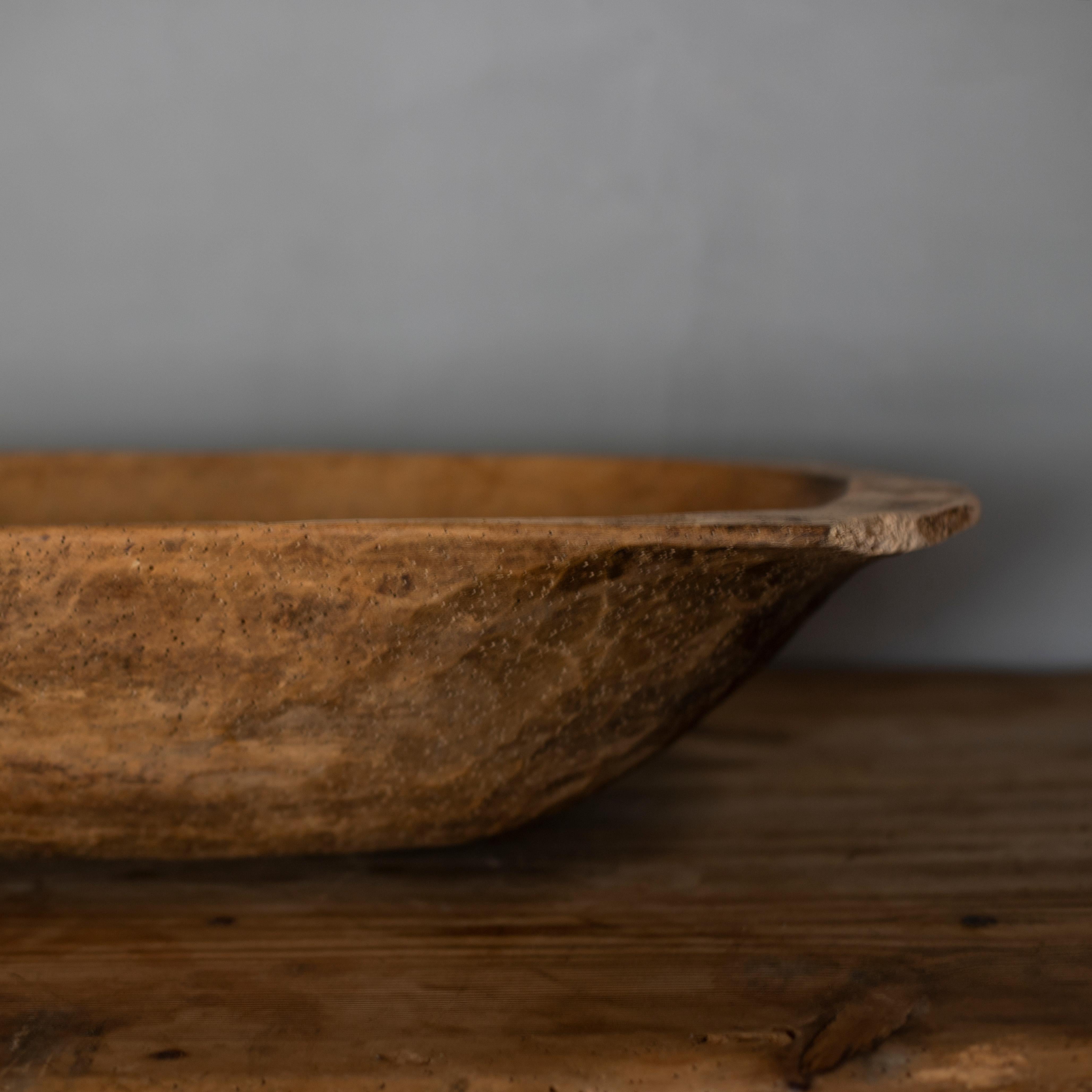 20th Century Antique Hand-Curved Dough Bowl
