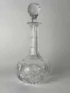 Antique Hand-Cut Crystal Whiskey Decanter with Faceted Stopper, circa 1900