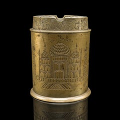 Antique Hand Decorated Cigarette Keeper, Indian, Brass, Tobacco Tin, Victorian