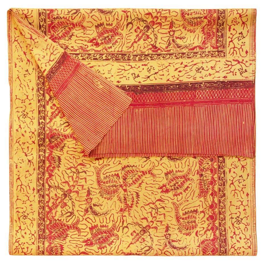 Vintage Hand Dyed Cotton Batik Slendang (Selendang), Java For Sale at ...