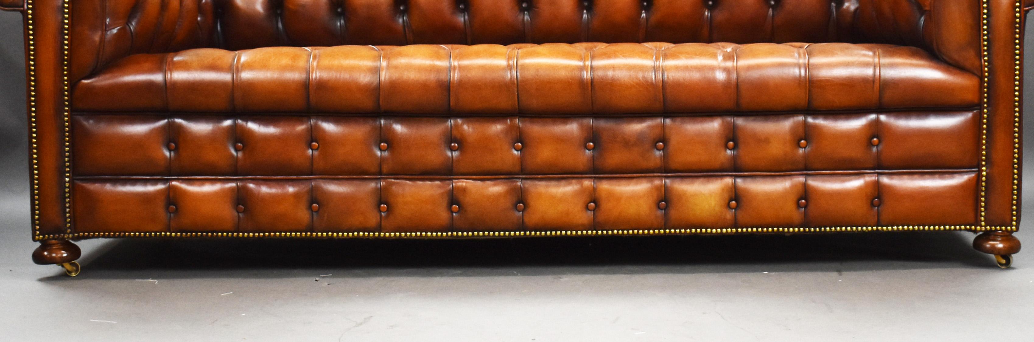 Antique Hand Dyed Leather Chesterfield Sofa For Sale 1