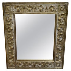 Antique Hand Embossed Brass Mirror Frame