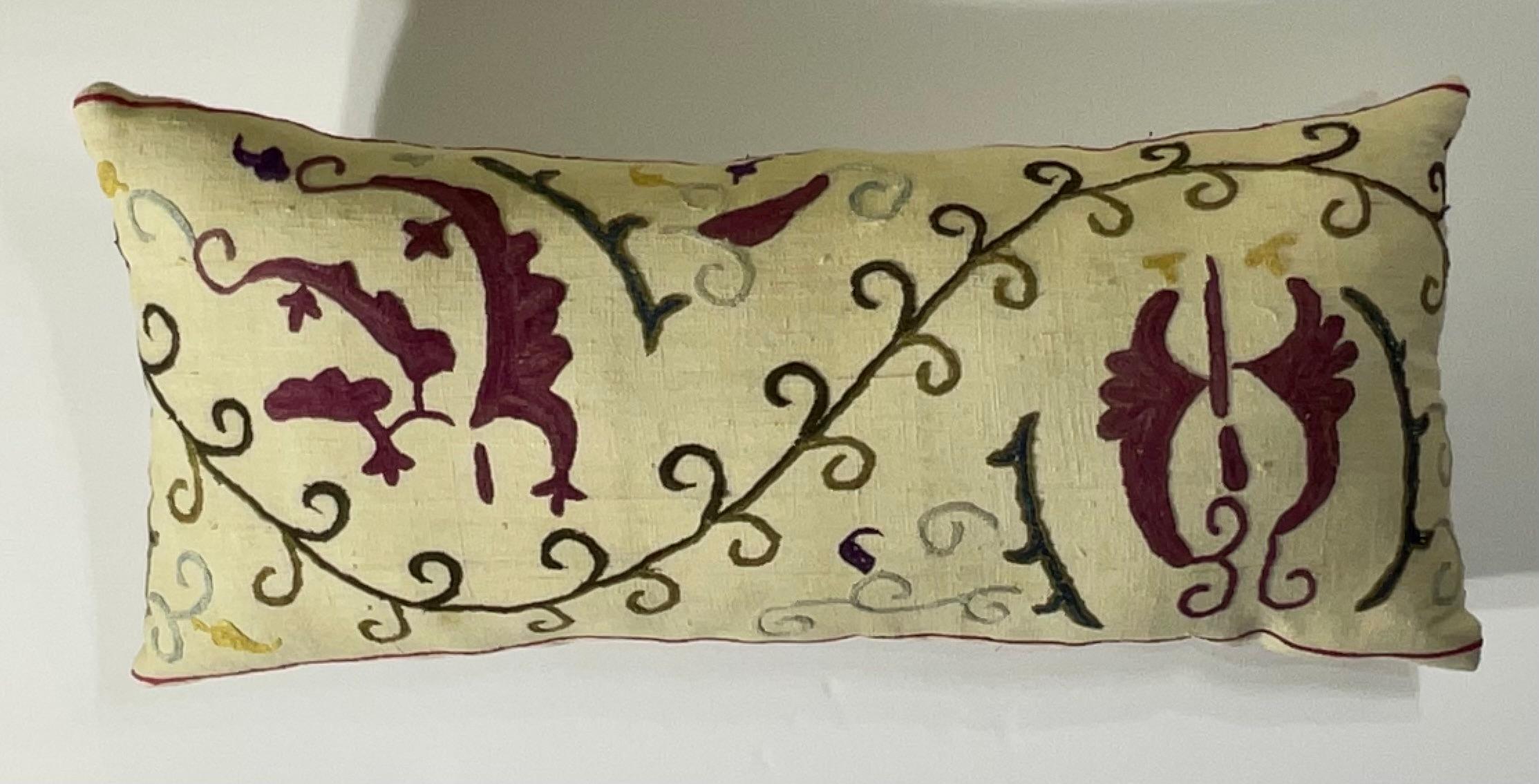 Antique Hand-Embroidered Suzani Pillow - A Piece of Art For Sale 3