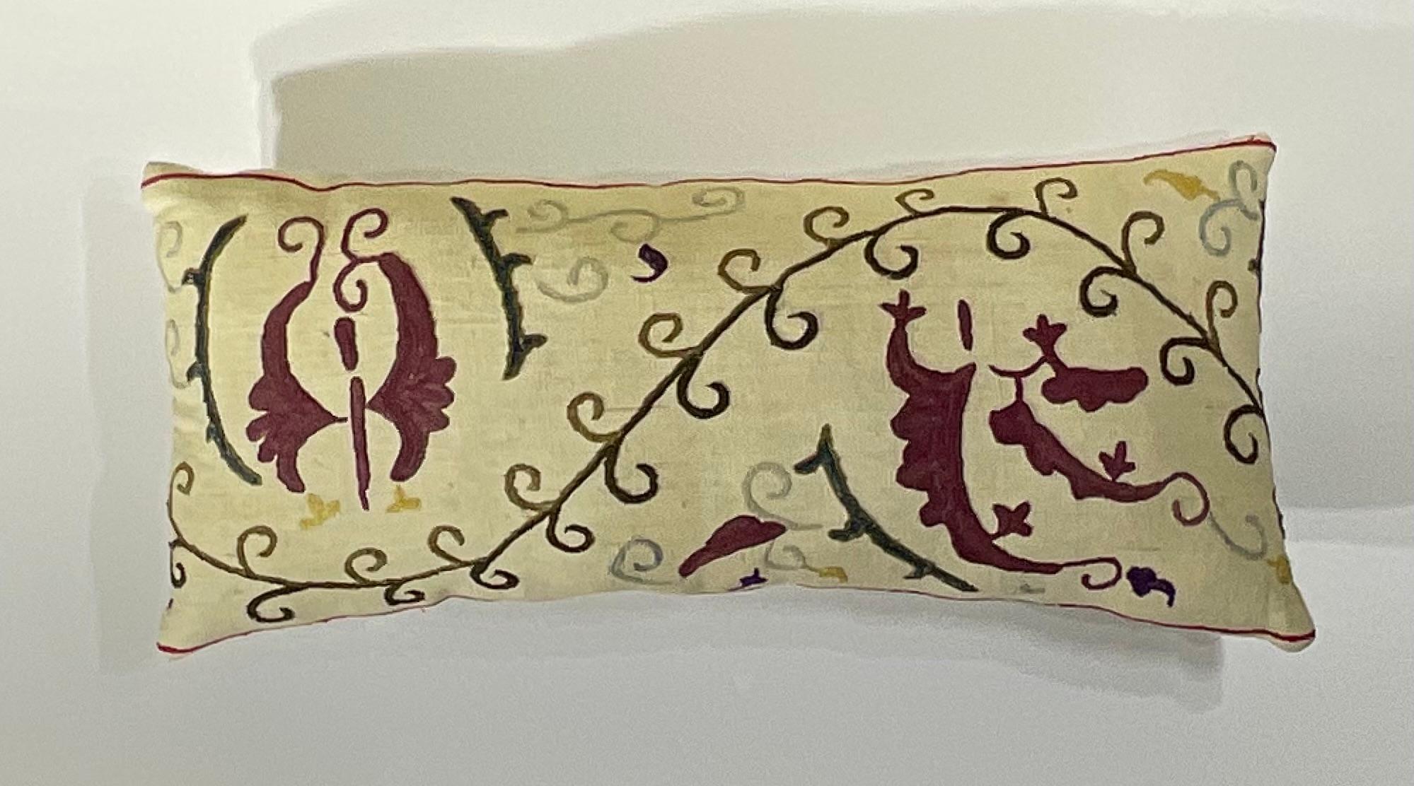 Antique Hand-Embroidered Suzani Pillow - A Piece of Art For Sale 4