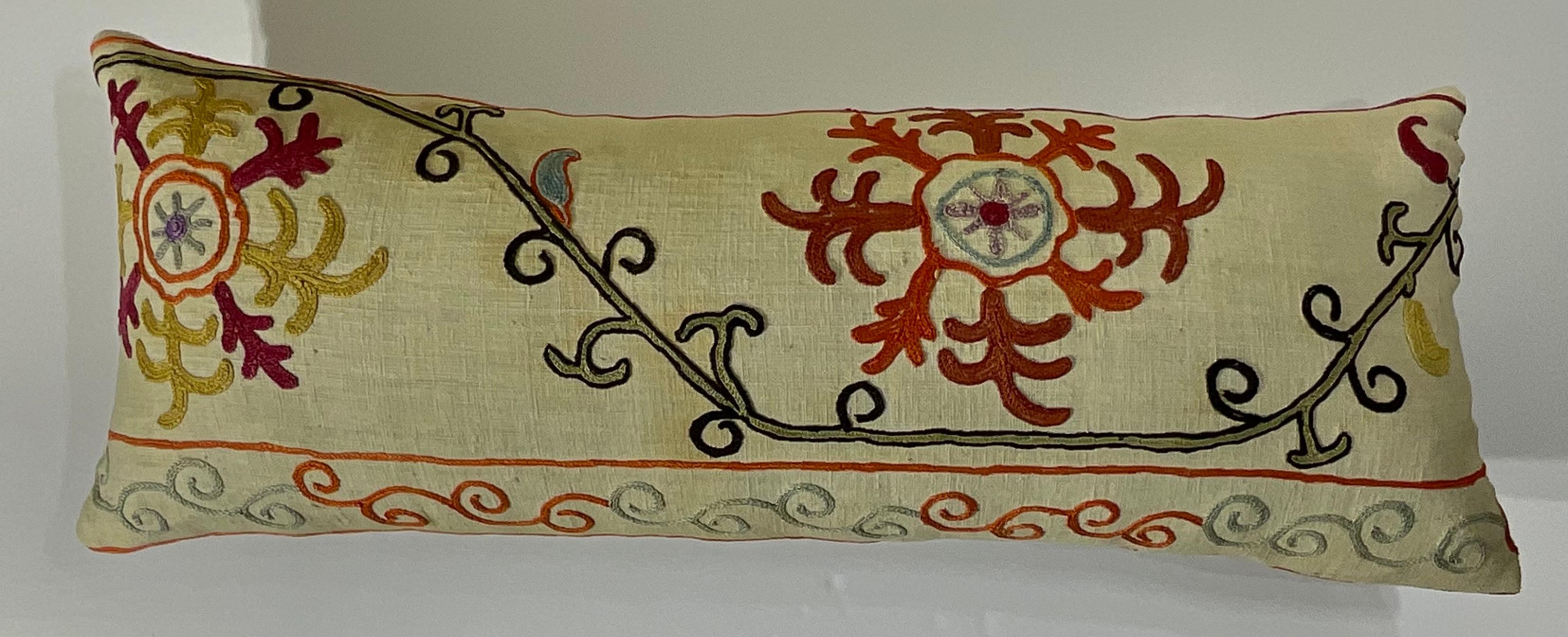 Antique Hand-Embroidered Suzani Pillow - A Piece of Art For Sale 4