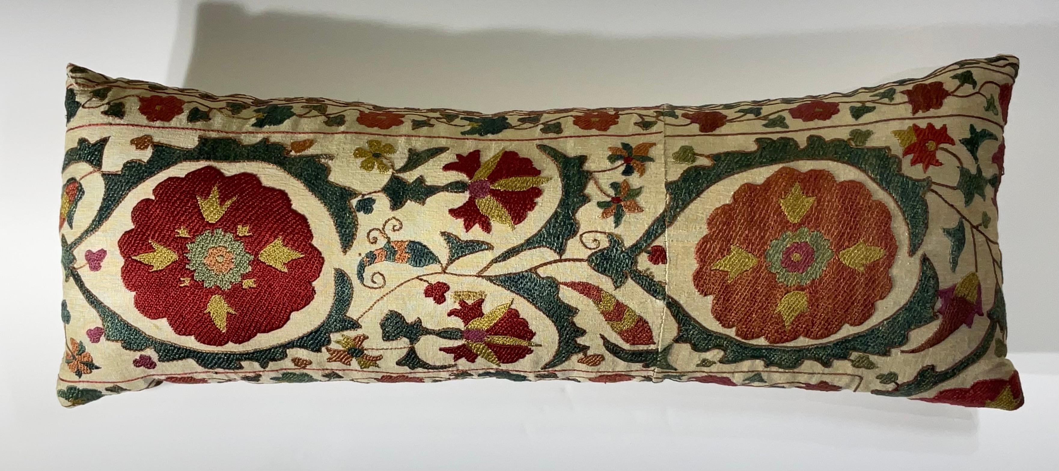 Antique Hand-Embroidered Suzani Pillow - A Piece of Art For Sale 4