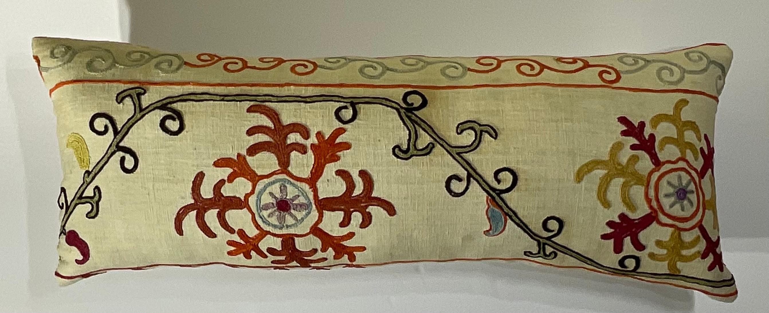 Antique Hand-Embroidered Suzani Pillow - A Piece of Art For Sale 5
