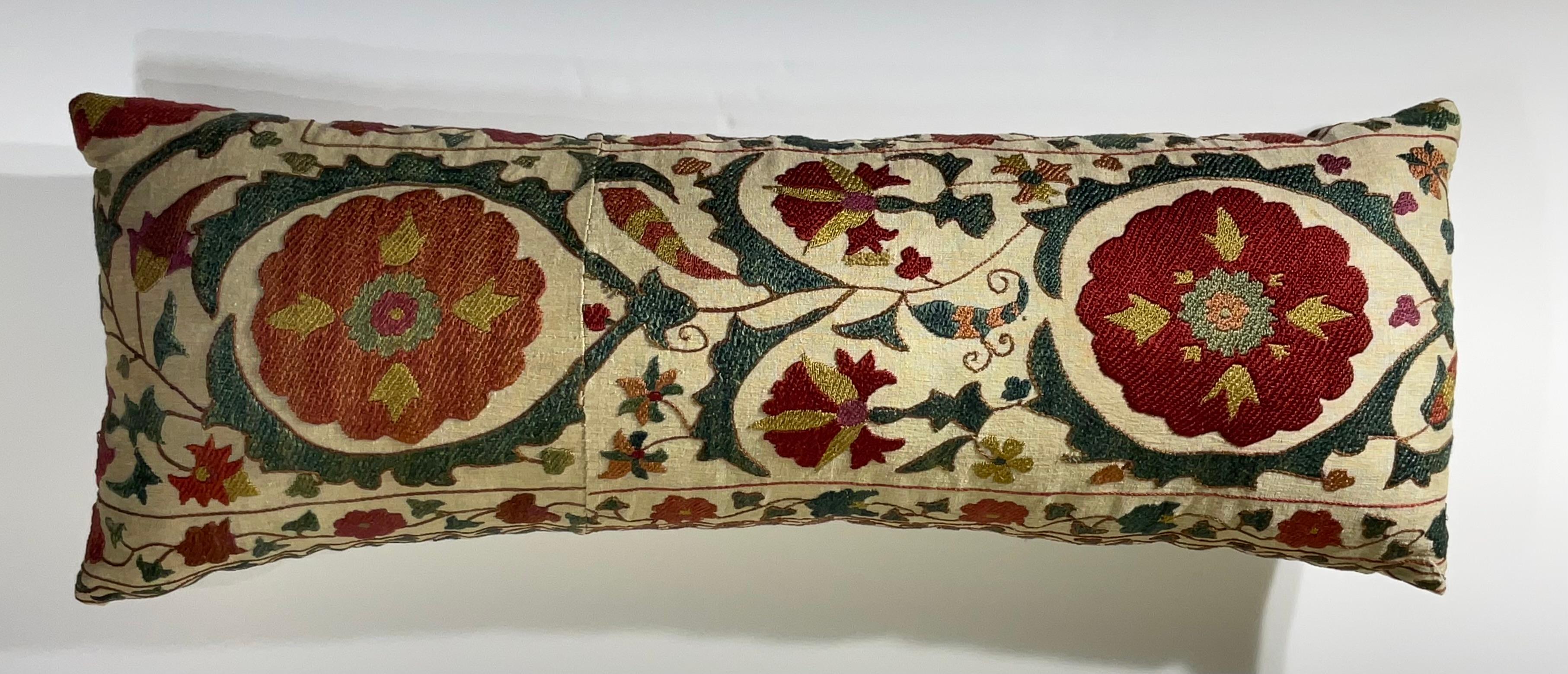 Antique Hand-Embroidered Suzani Pillow - A Piece of Art For Sale 5
