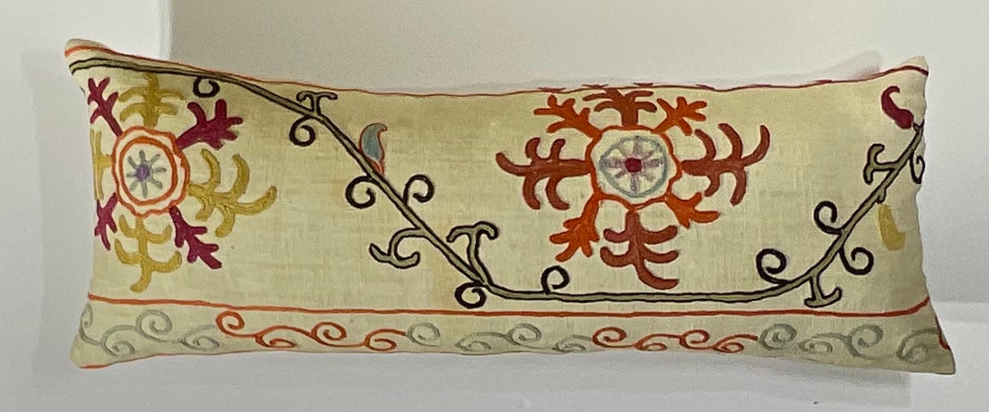 Antique Hand-Embroidered Suzani Pillow - A Piece of Art For Sale 6