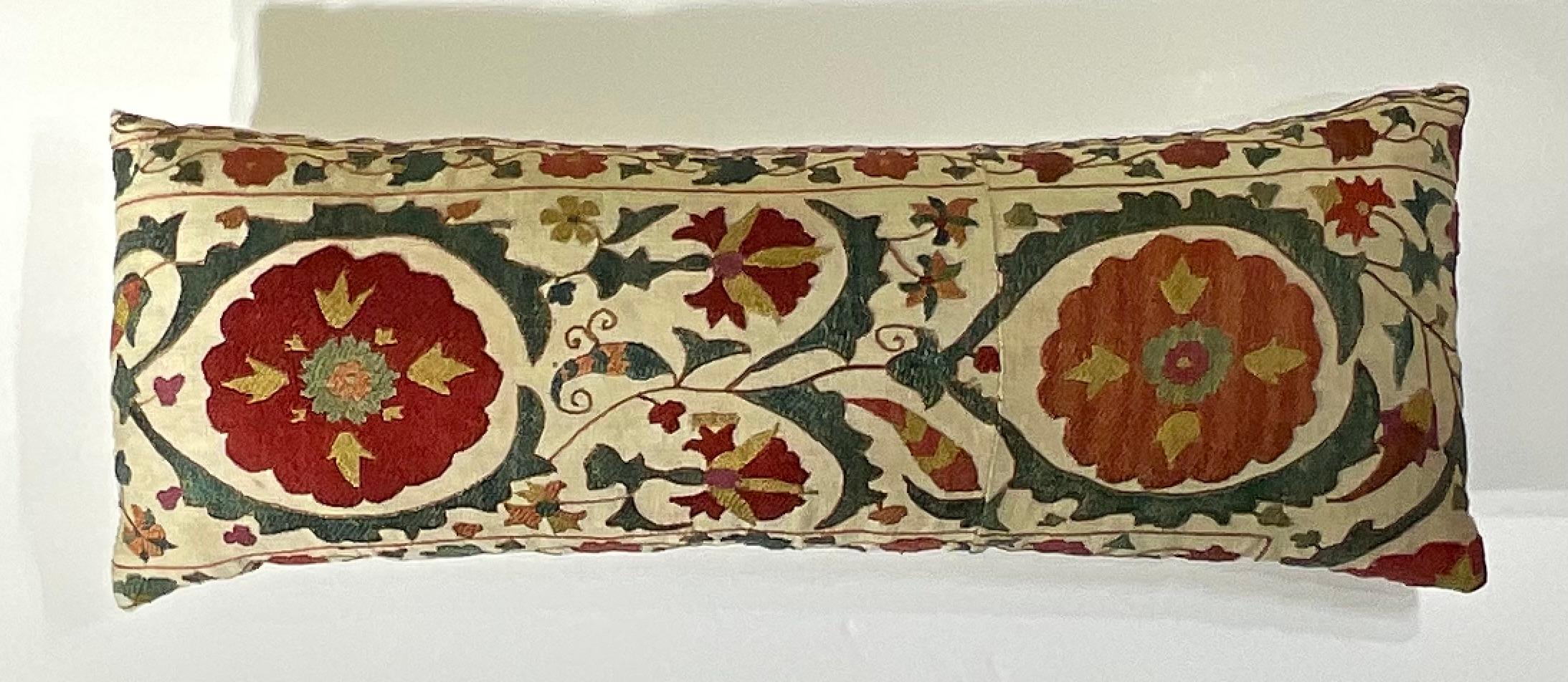 Antique Hand-Embroidered Suzani Pillow - A Piece of Art For Sale 6