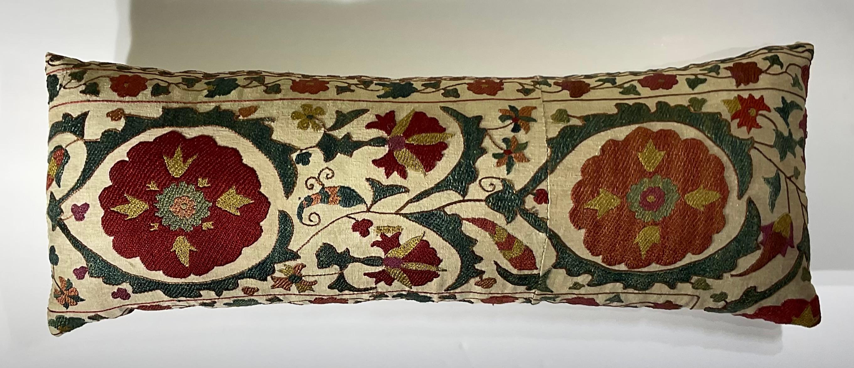 Antique Hand-Embroidered Suzani Pillow - A Piece of Art For Sale 7