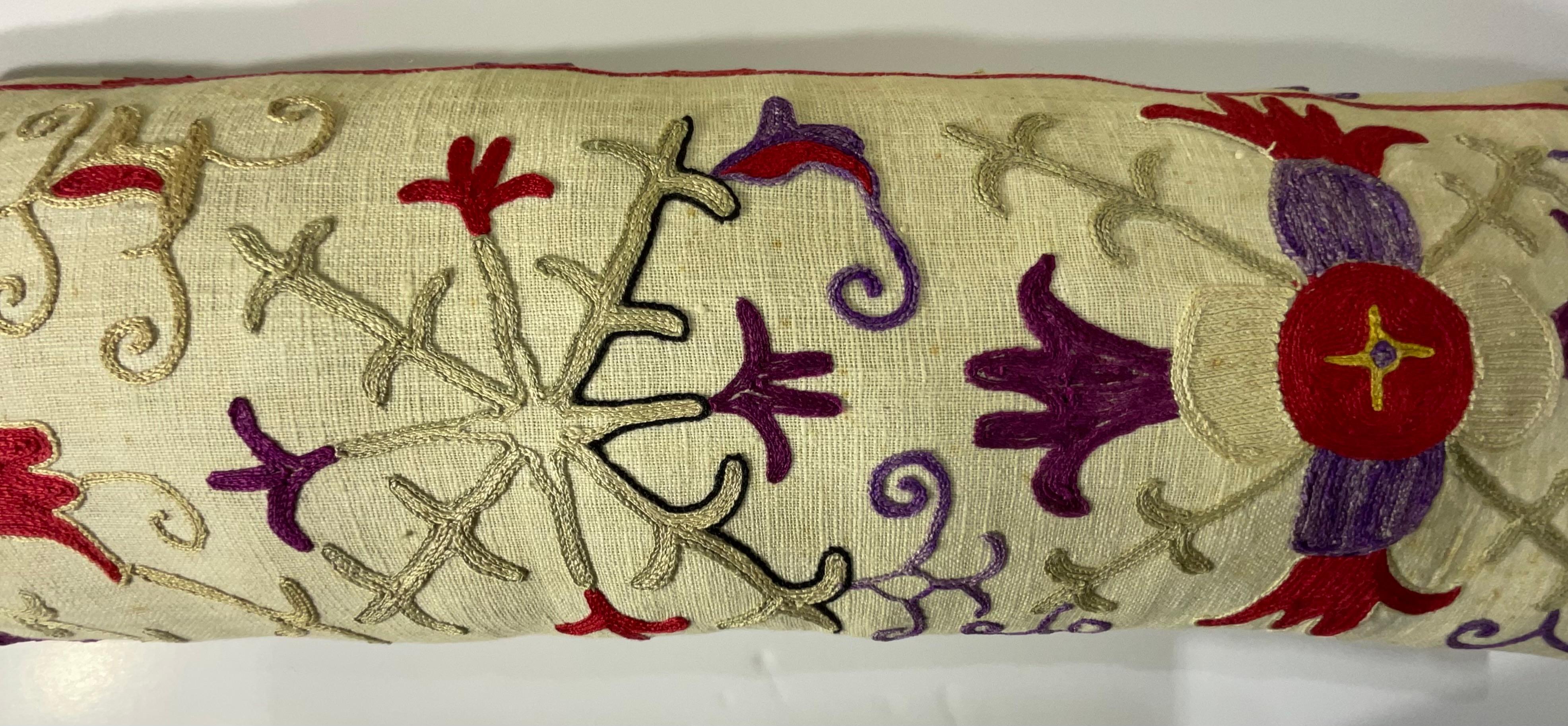 Antique Hand-Embroidered Suzani Pillow - A Piece of Art In Good Condition For Sale In Delray Beach, FL