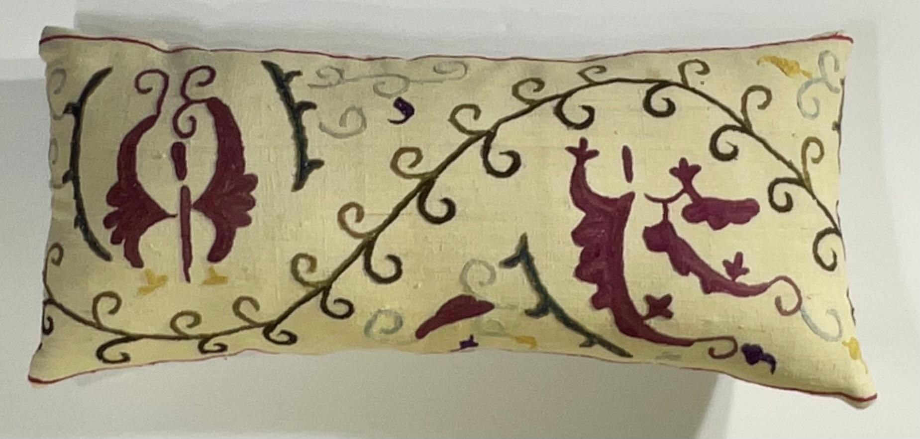 Antique Hand-Embroidered Suzani Pillow - A Piece of Art For Sale 1
