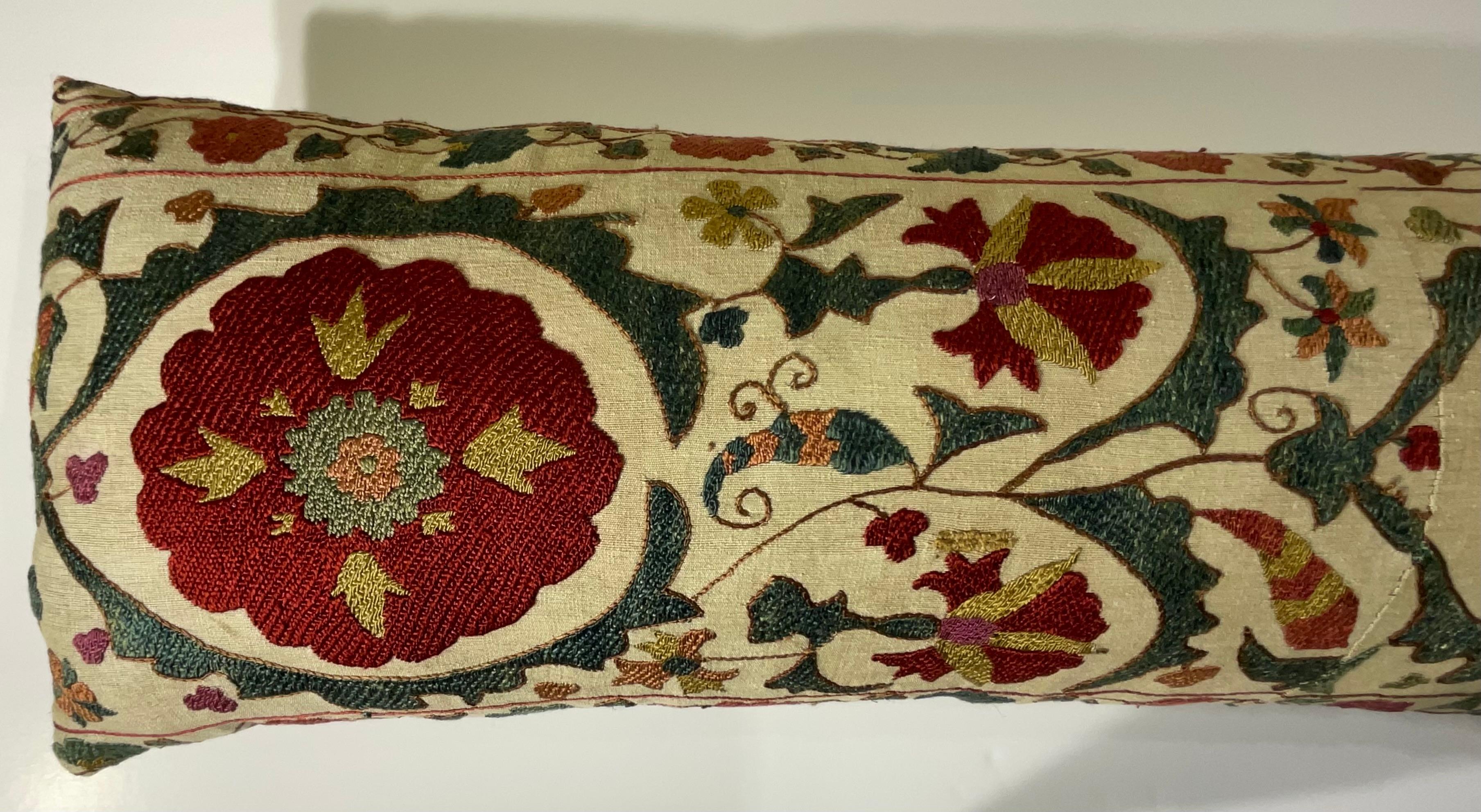 Antique Hand-Embroidered Suzani Pillow - A Piece of Art For Sale 1