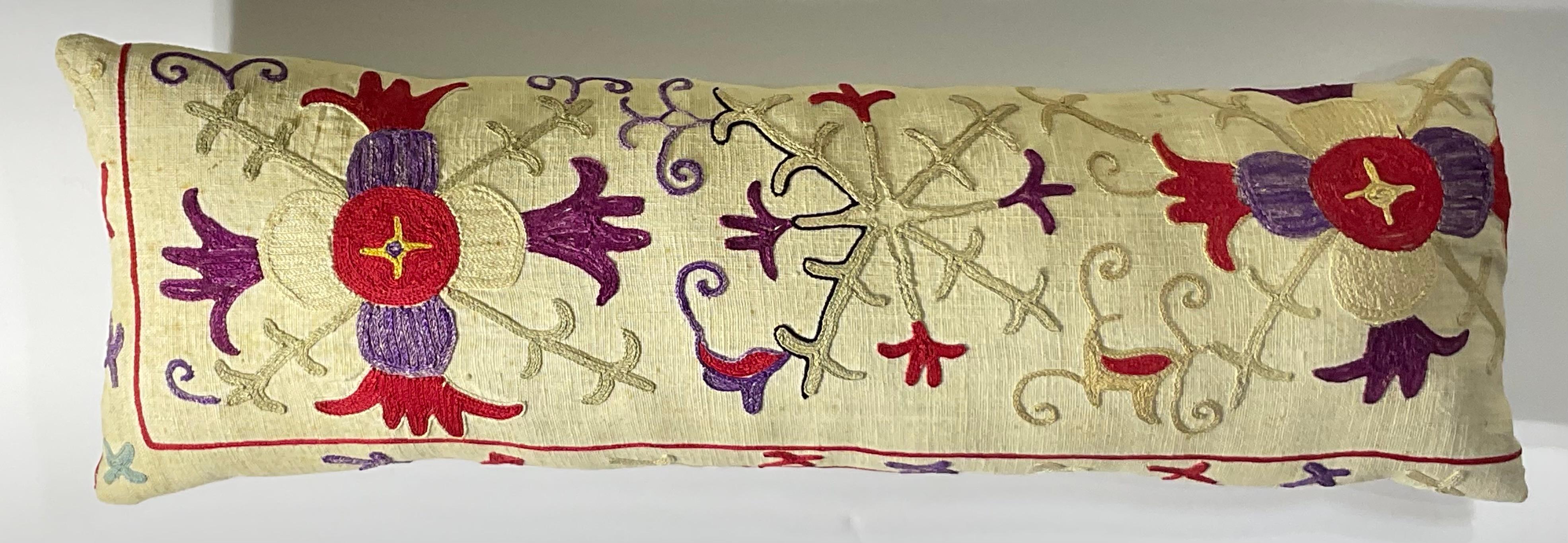 Antique Hand-Embroidered Suzani Pillow - A Piece of Art For Sale 2