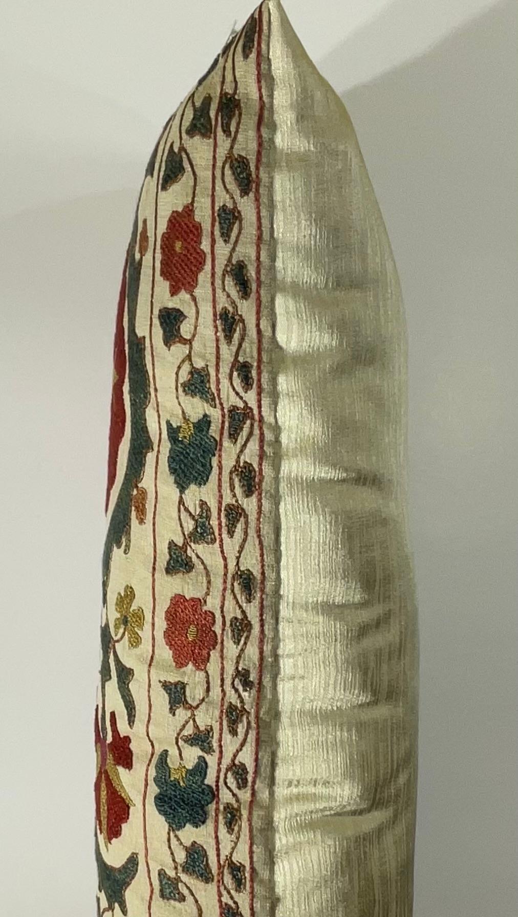 Antique Hand-Embroidered Suzani Pillow - A Piece of Art For Sale 2