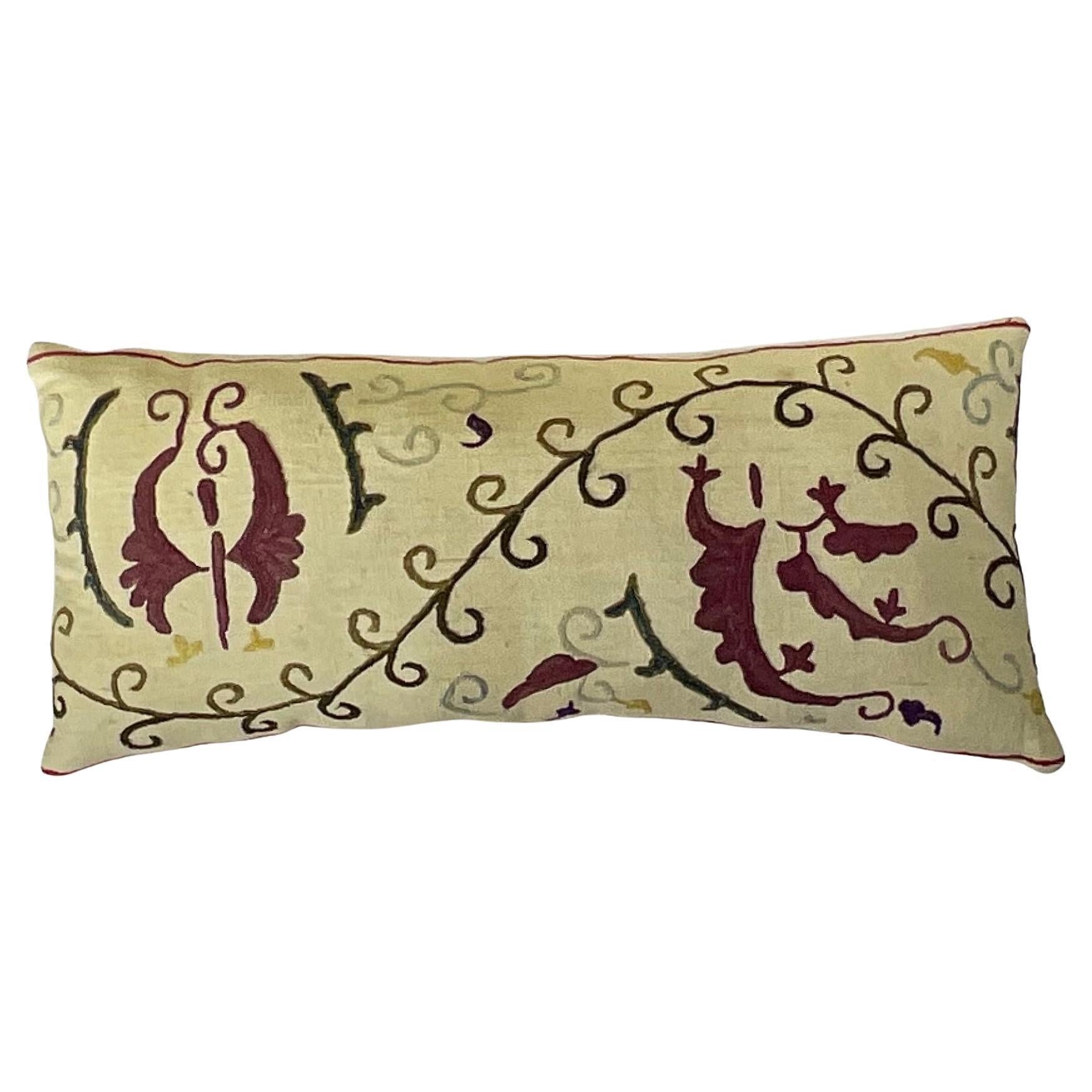 Antique Hand-Embroidered Suzani Pillow - A Piece of Art