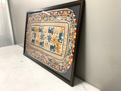 Antique Hand Embroidered Textile from India Framed