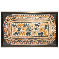 Antique Hand Embroidered Textile from India Framed