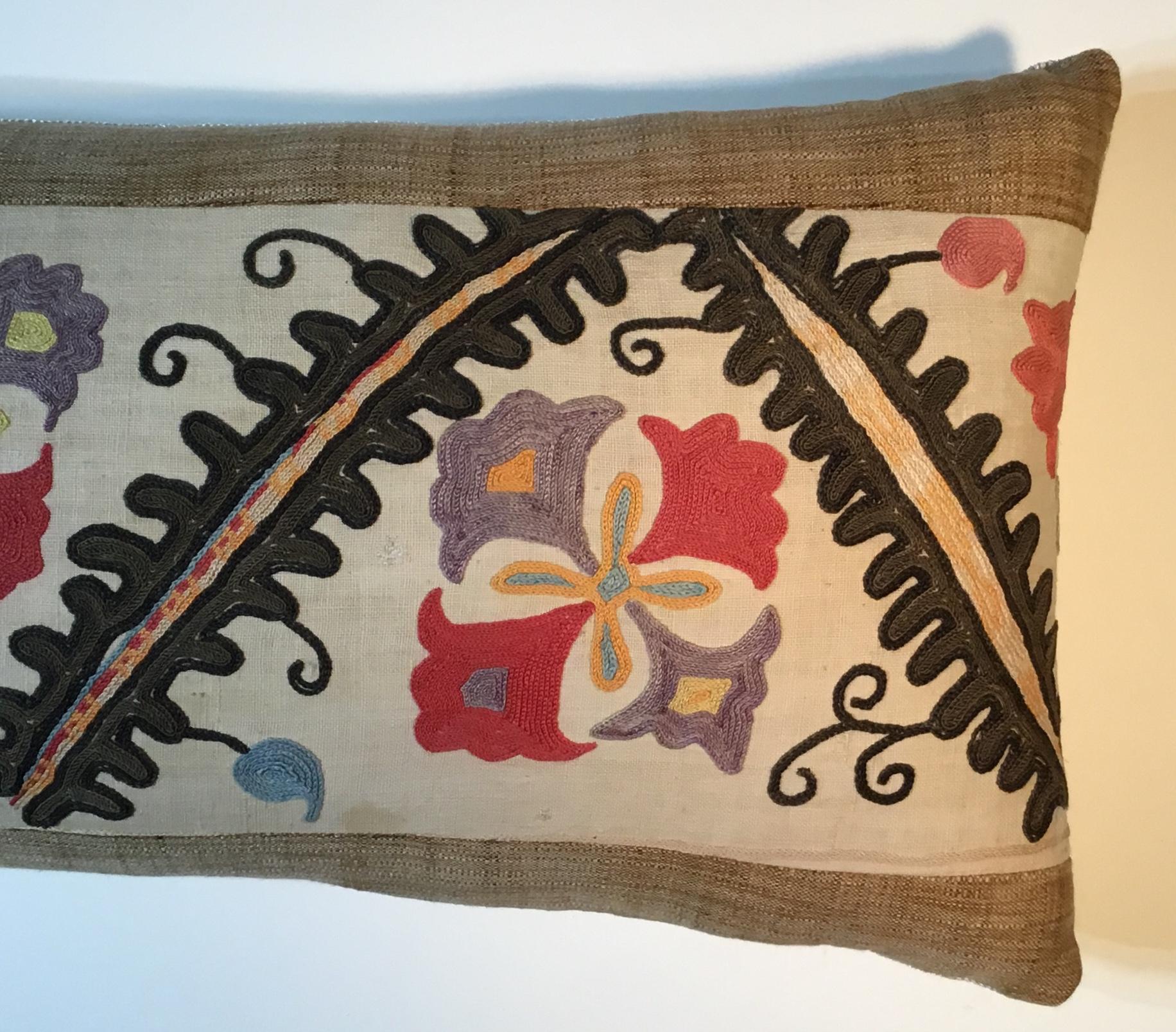 Uzbek Antique Hand Embroidery Suzani Pillow 