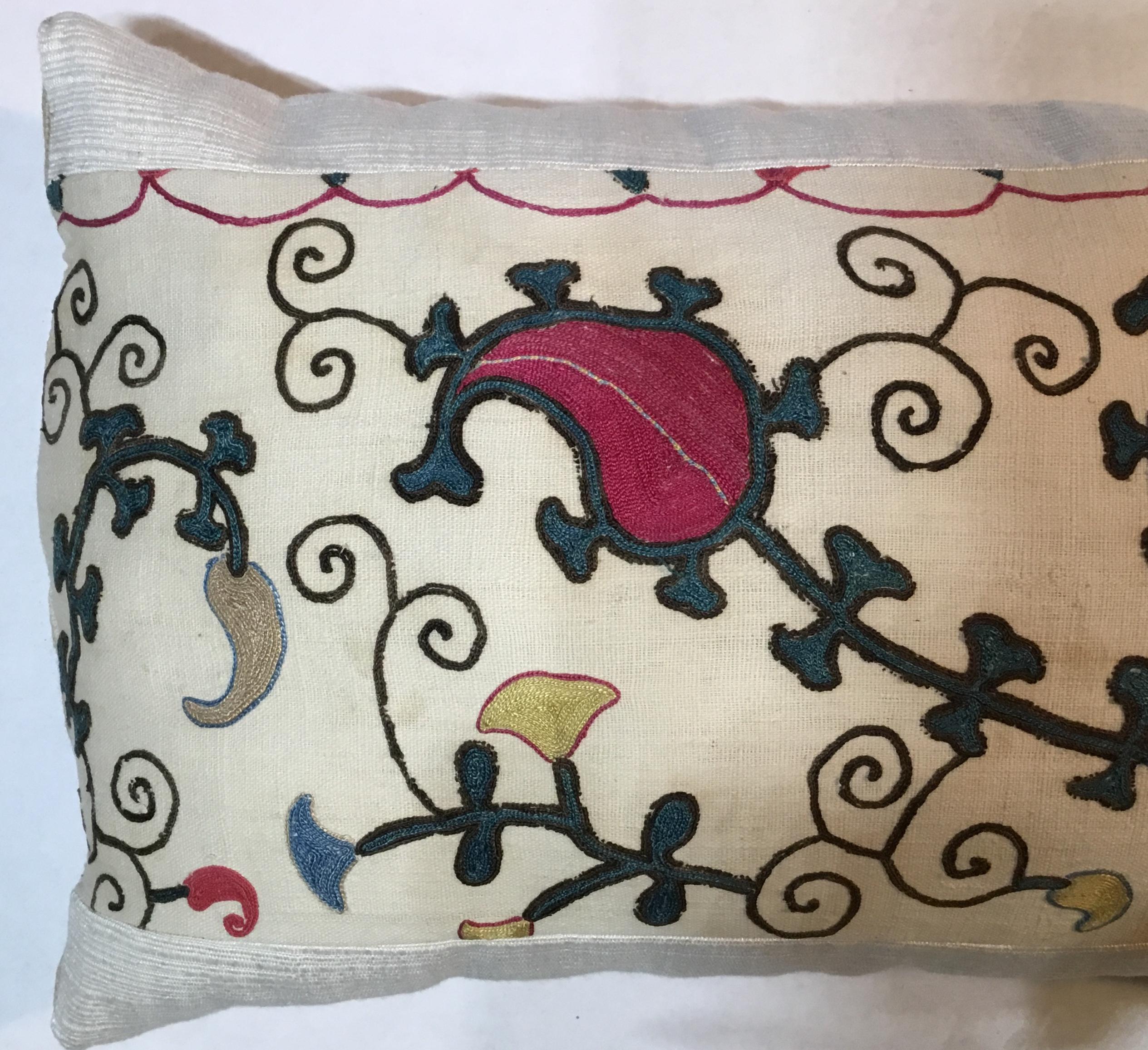 Early 20th Century Antique Hand Embroidery Suzani Pillow