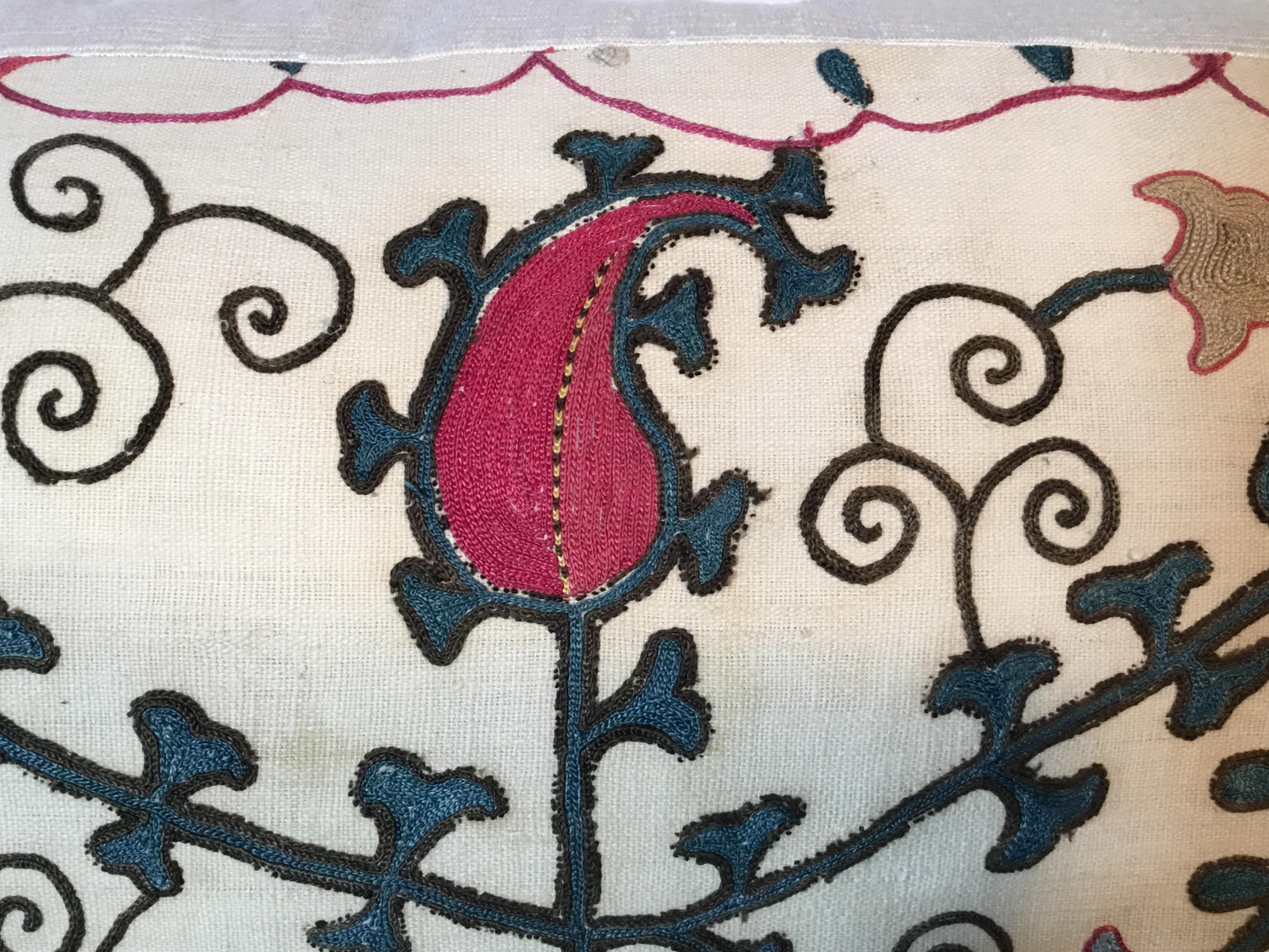 Cotton Antique Hand Embroidery Suzani Pillow