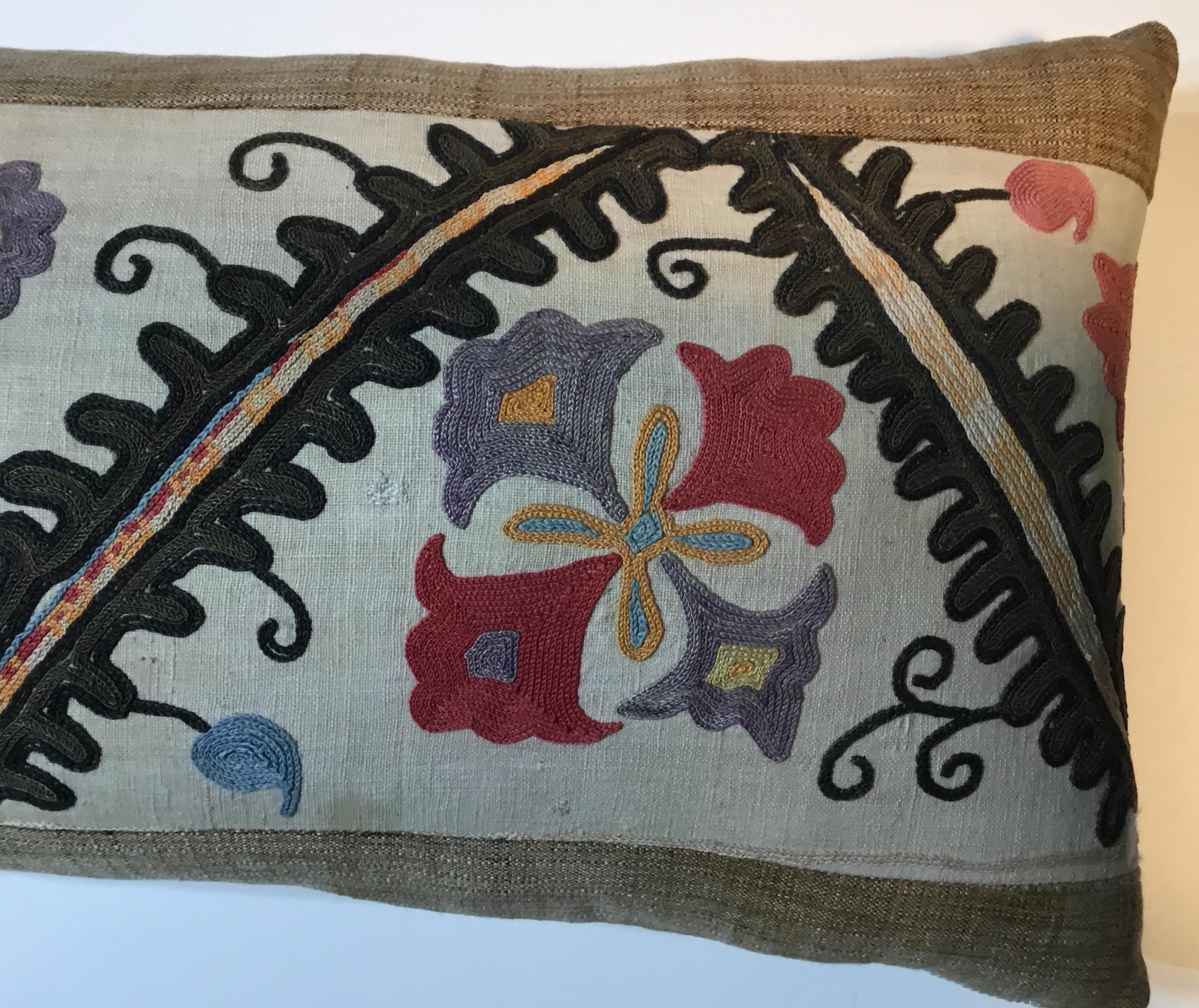 Early 20th Century Antique Hand Embroidery Suzani Pillow 