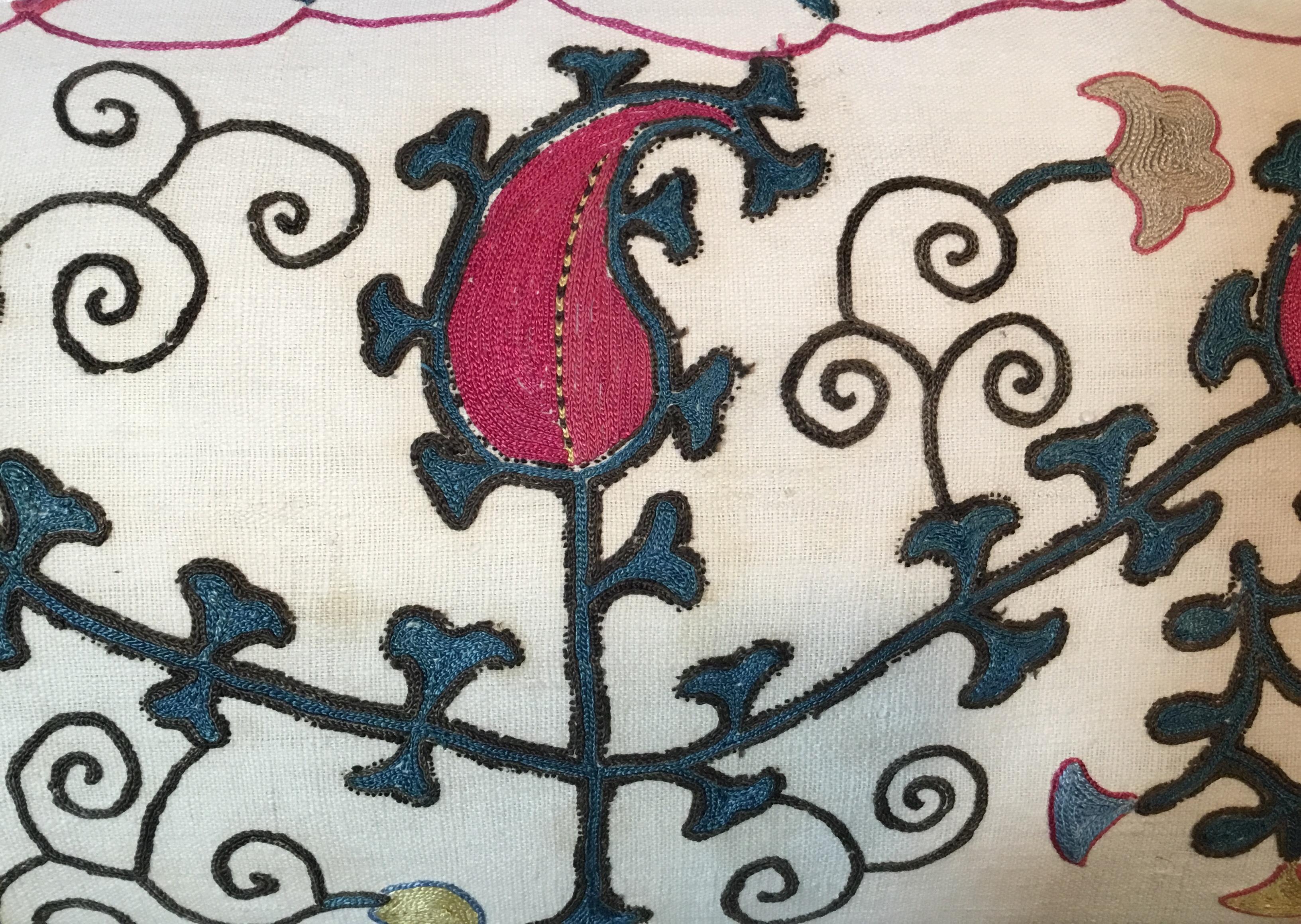 Antique Hand Embroidery Suzani Pillow 1