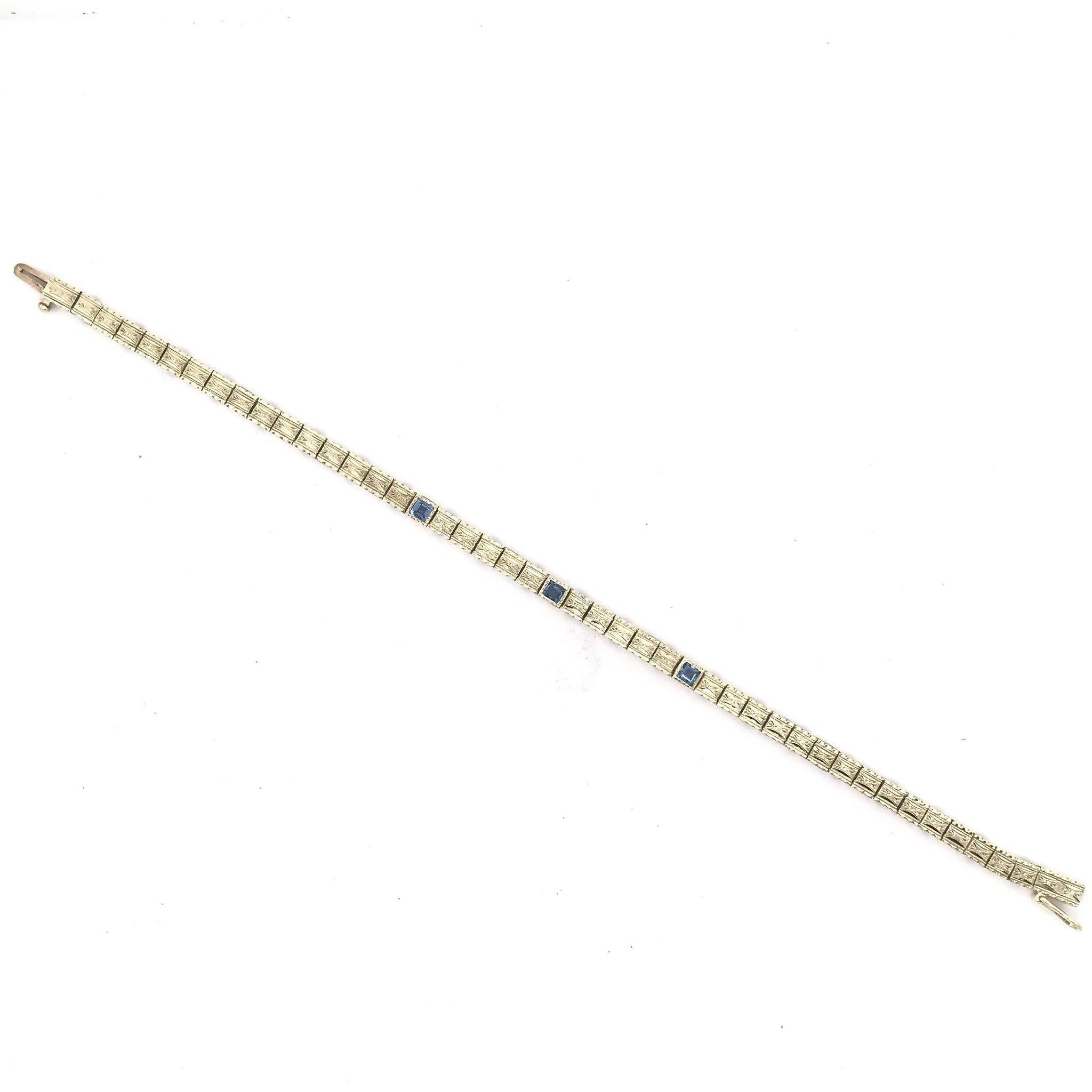 This antique piece was handcrafted sometime during the early twentieth century. Yellow gold jewelry pieces during this time were a bit scarce due to the popularity of new white metals, making this beautiful yellow gold bracelet all the more special.