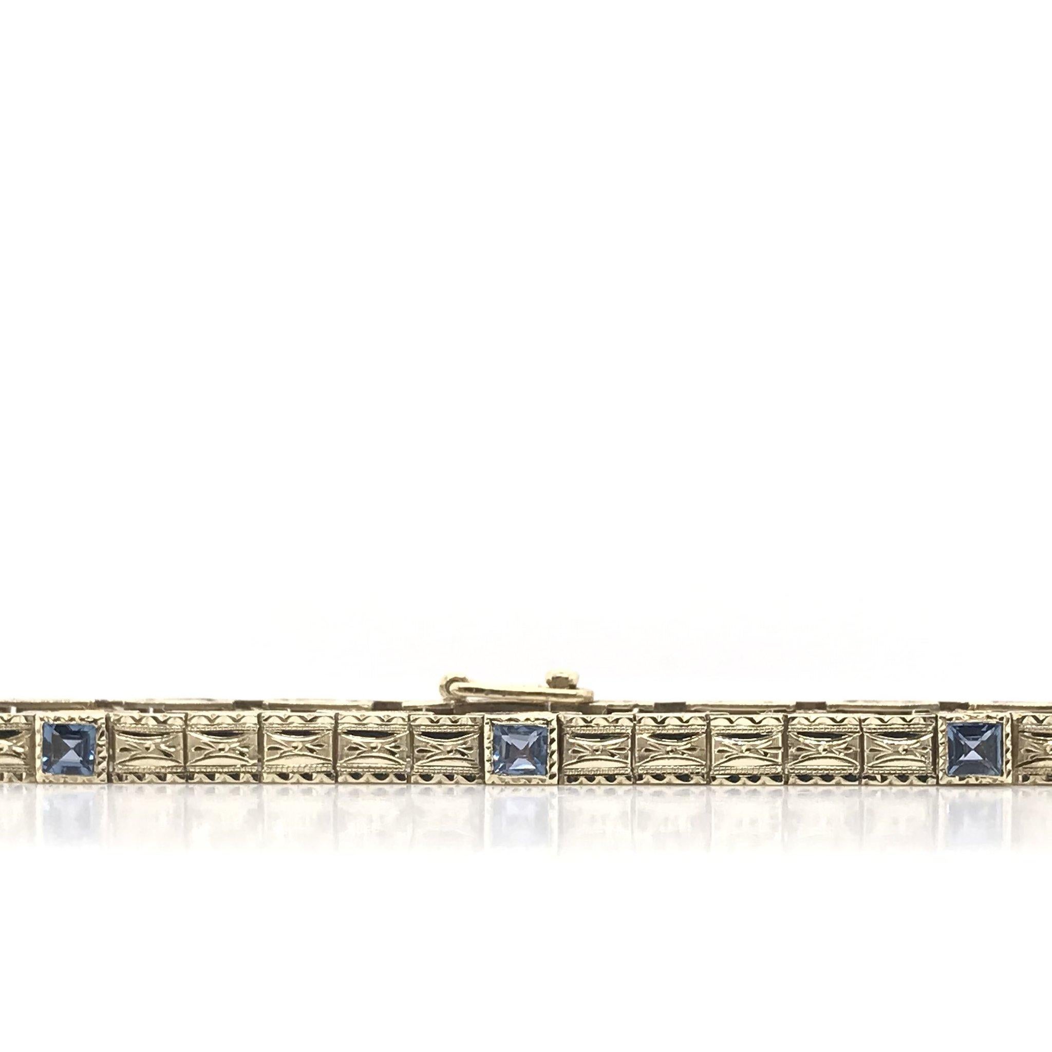 Women's Antique Hand Engraved Gold Link Bracelet