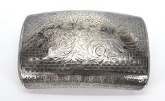 Antique Hand Engraved Sterling Silver Contoured Snuff Tobacco Box