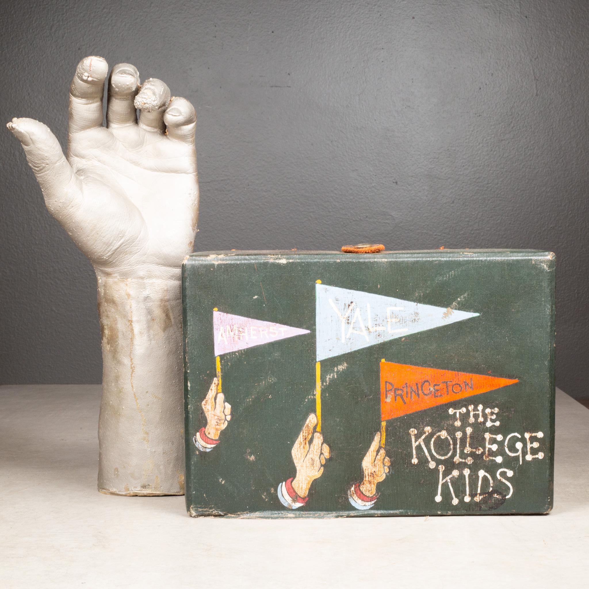 Fiambrera antigua pintada a mano de la banda de la Universidad Ivy League c.1920 en venta 2