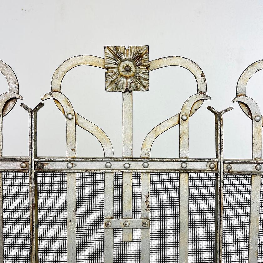 Art Deco Antique Hand Forged Iron Fireplace Screen For Sale