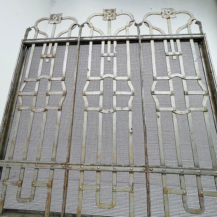 Antique Hand Forged Iron Fireplace Screen For Sale 4