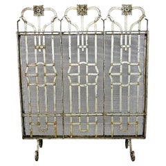 Vintage Hand Forged Iron Fireplace Screen