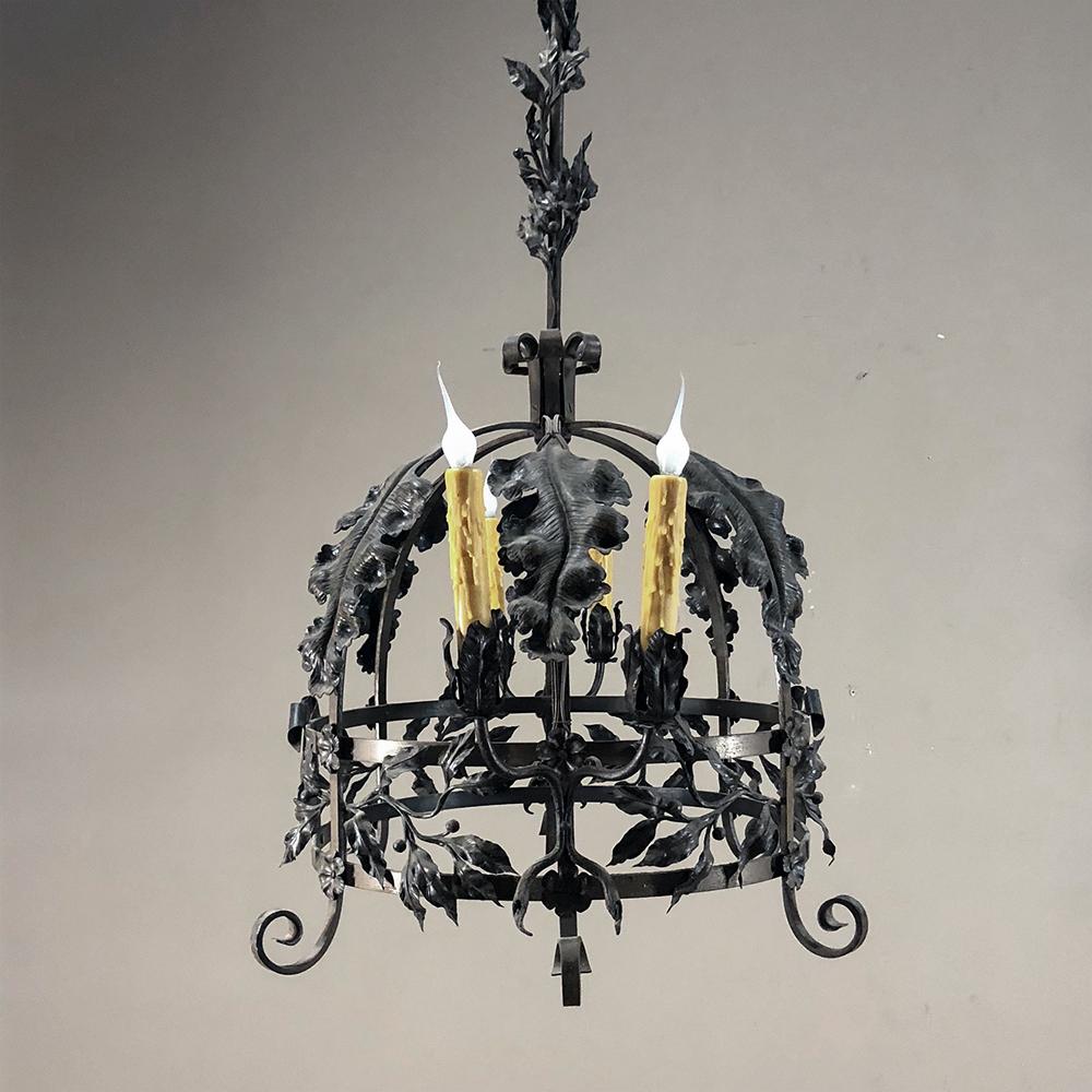 Antique Hand Forged Italian Wrought Iron Chandelier For Sale 3