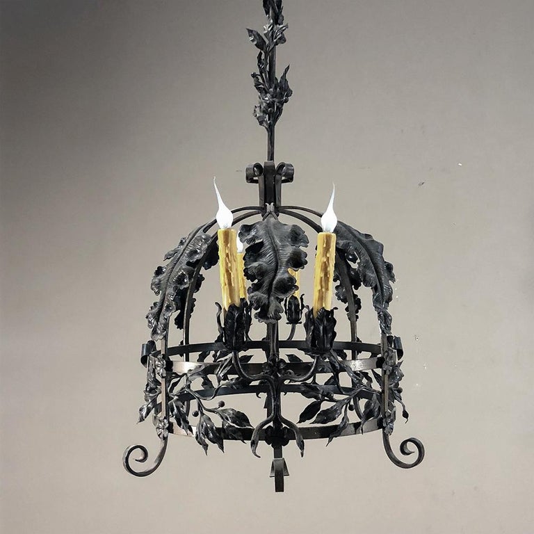 Antique Hand Italian Wrought Iron Chandelier For Sale at 1stDibs