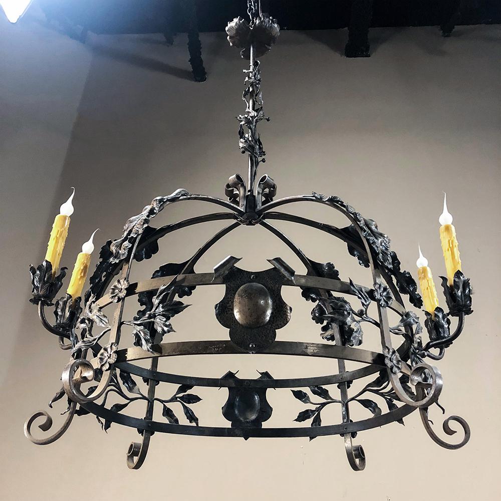 Antique Hand Forged Italian Wrought Iron Chandelier For Sale 4
