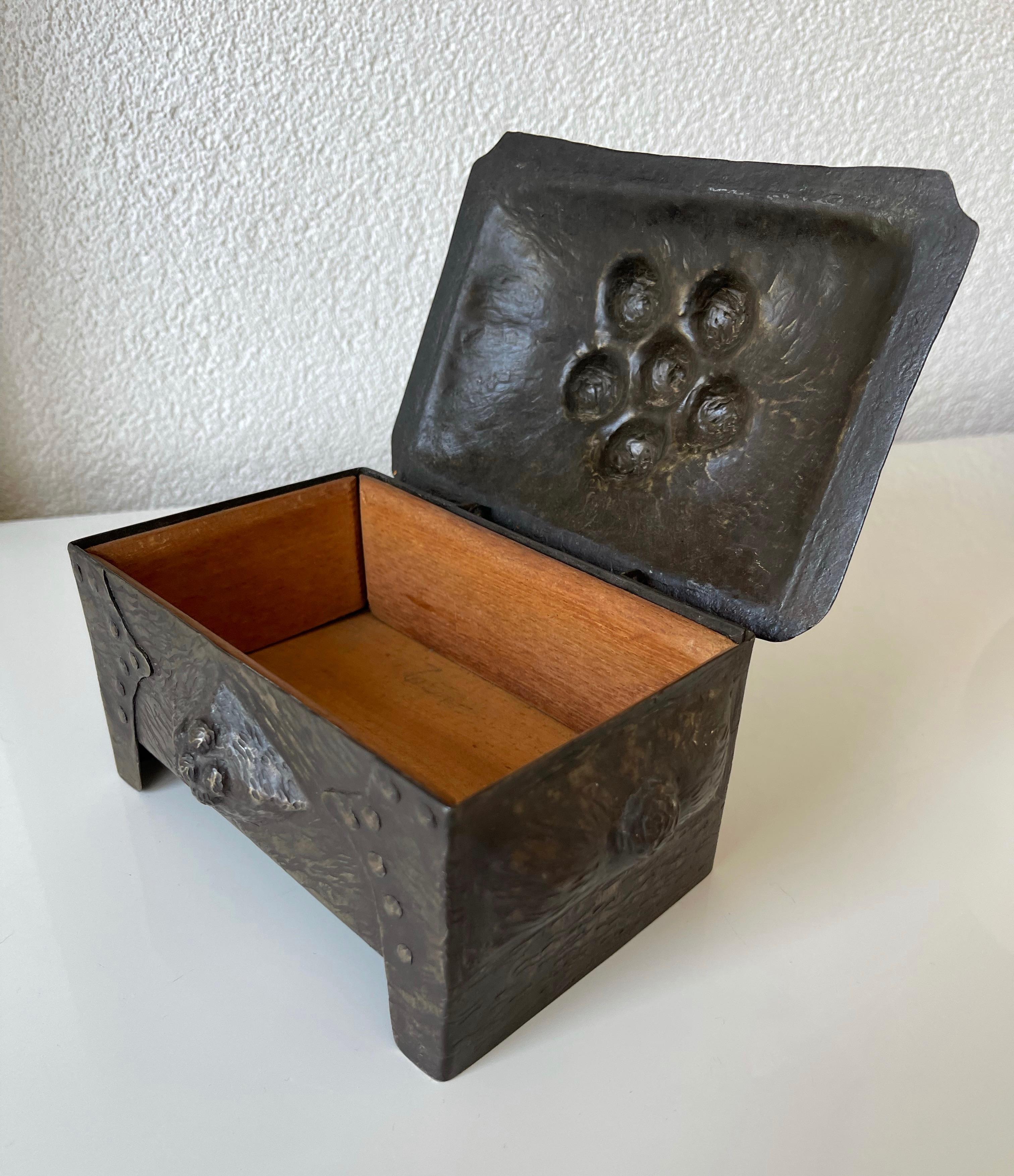 Antique Hand Forged Organic Design Arts & Crafts Multi Purpose Box, circa 1920 For Sale 4