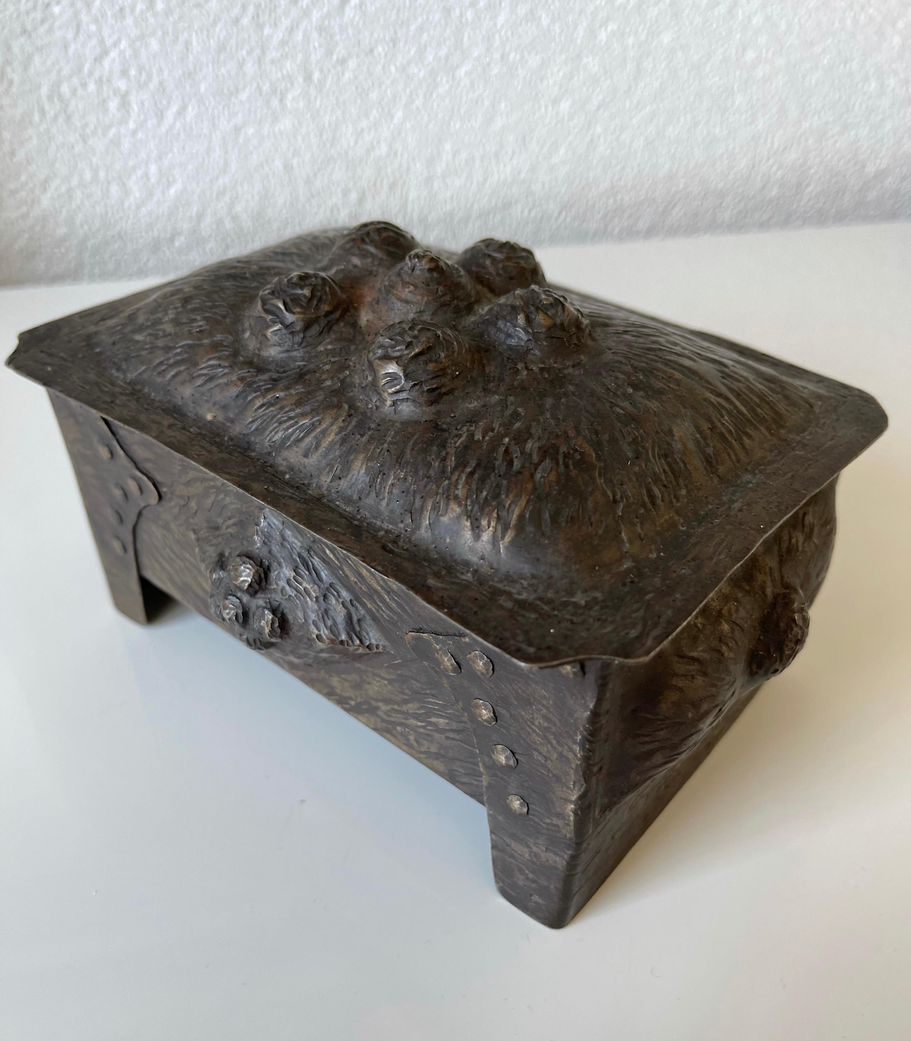 Antique Hand Forged Organic Design Arts & Crafts Multi Purpose Box, circa 1920 For Sale 5