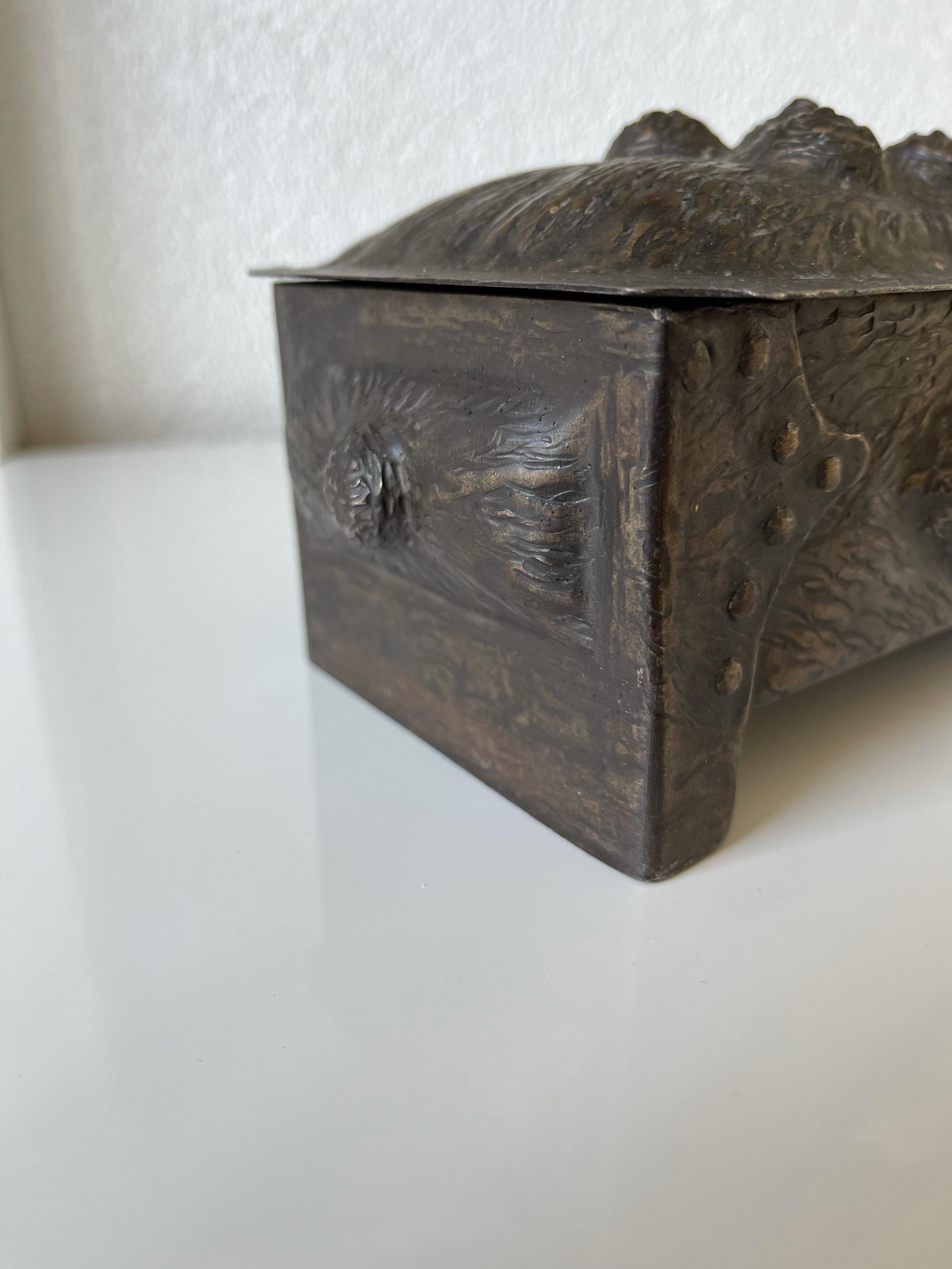 Antique Hand Forged Organic Design Arts & Crafts Multi Purpose Box, circa 1920 For Sale 9