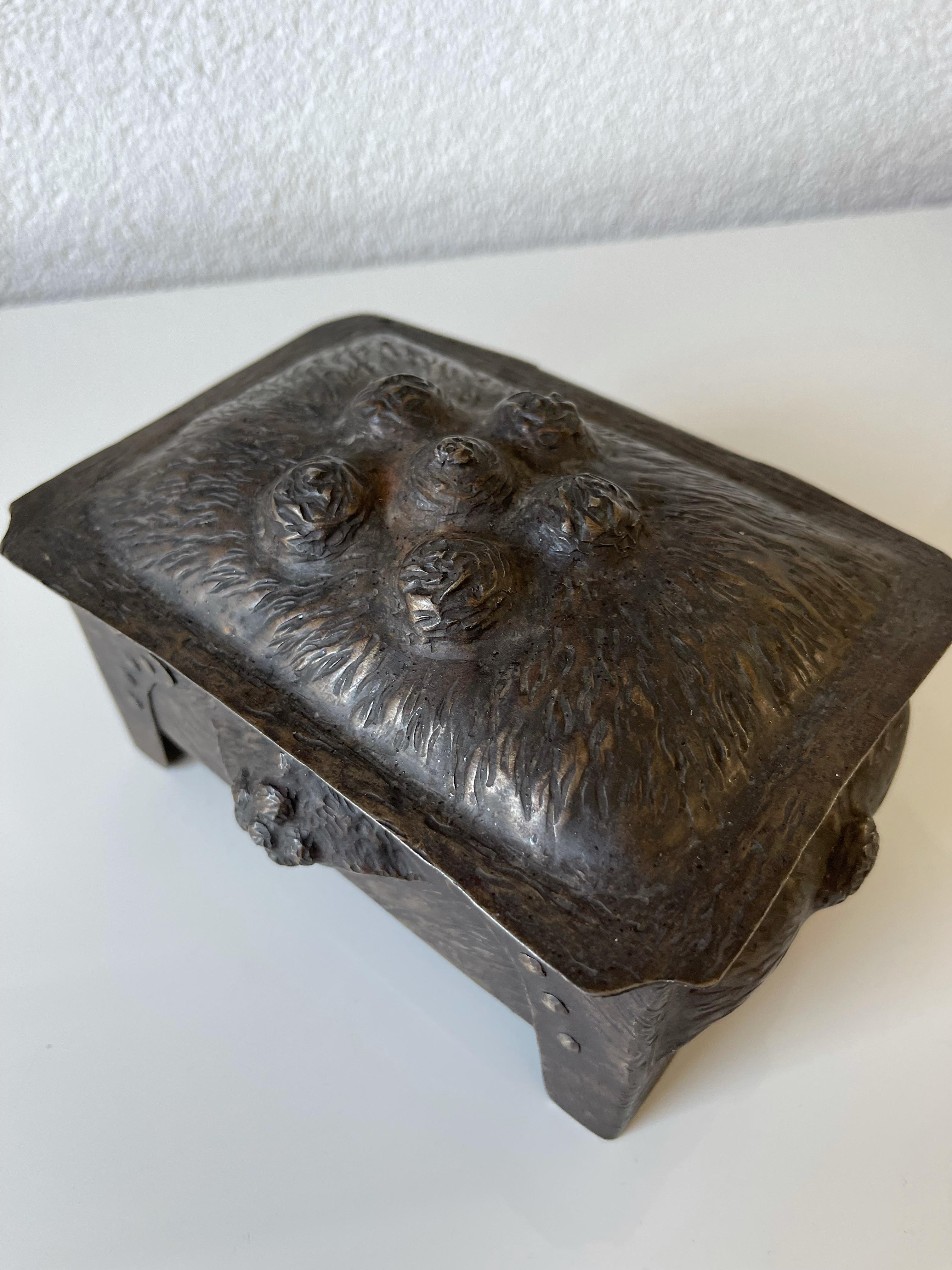 Antique Hand Forged Organic Design Arts & Crafts Multi Purpose Box, circa 1920 For Sale 12