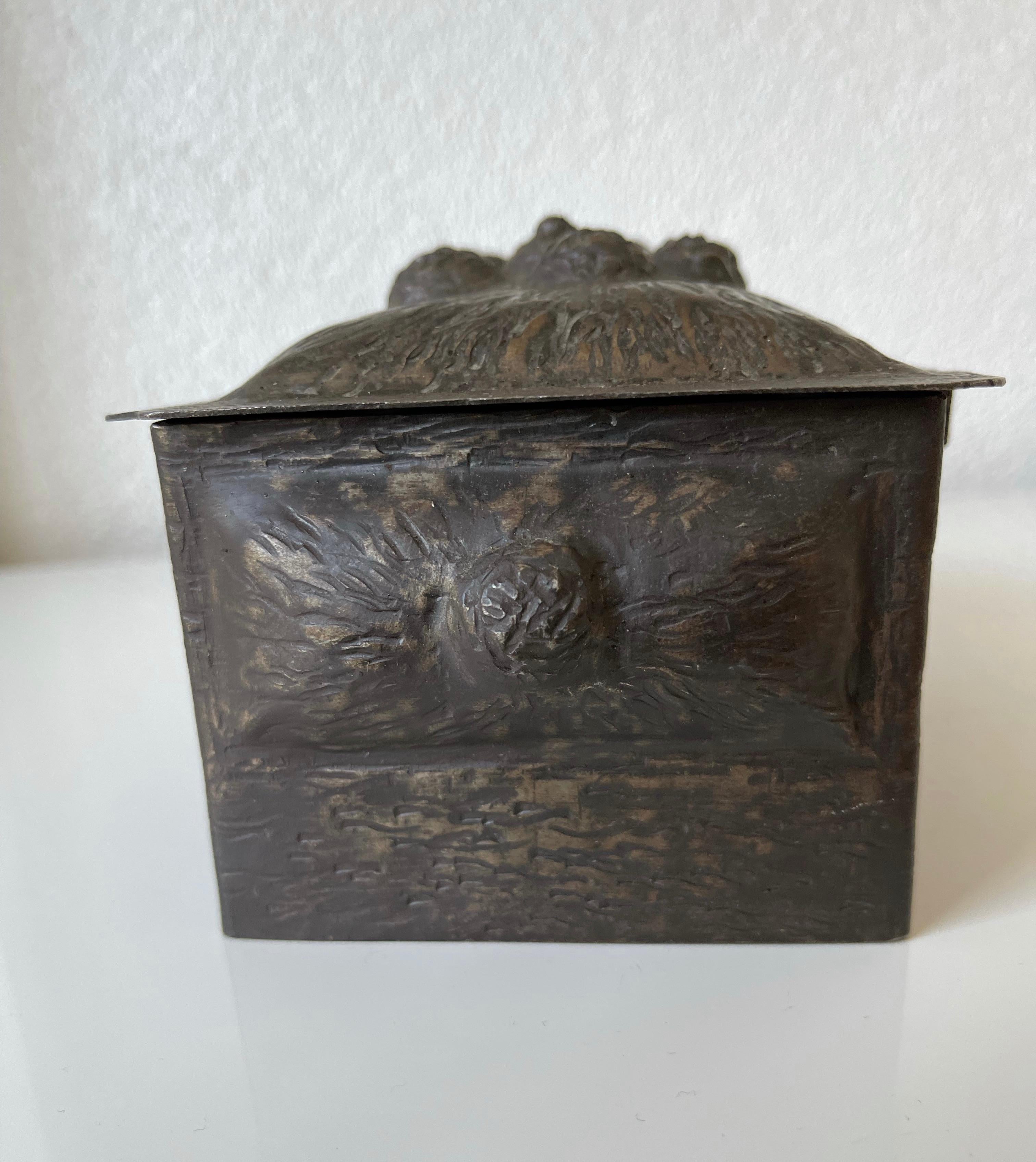 20th Century Antique Hand Forged Organic Design Arts & Crafts Multi Purpose Box, circa 1920 For Sale