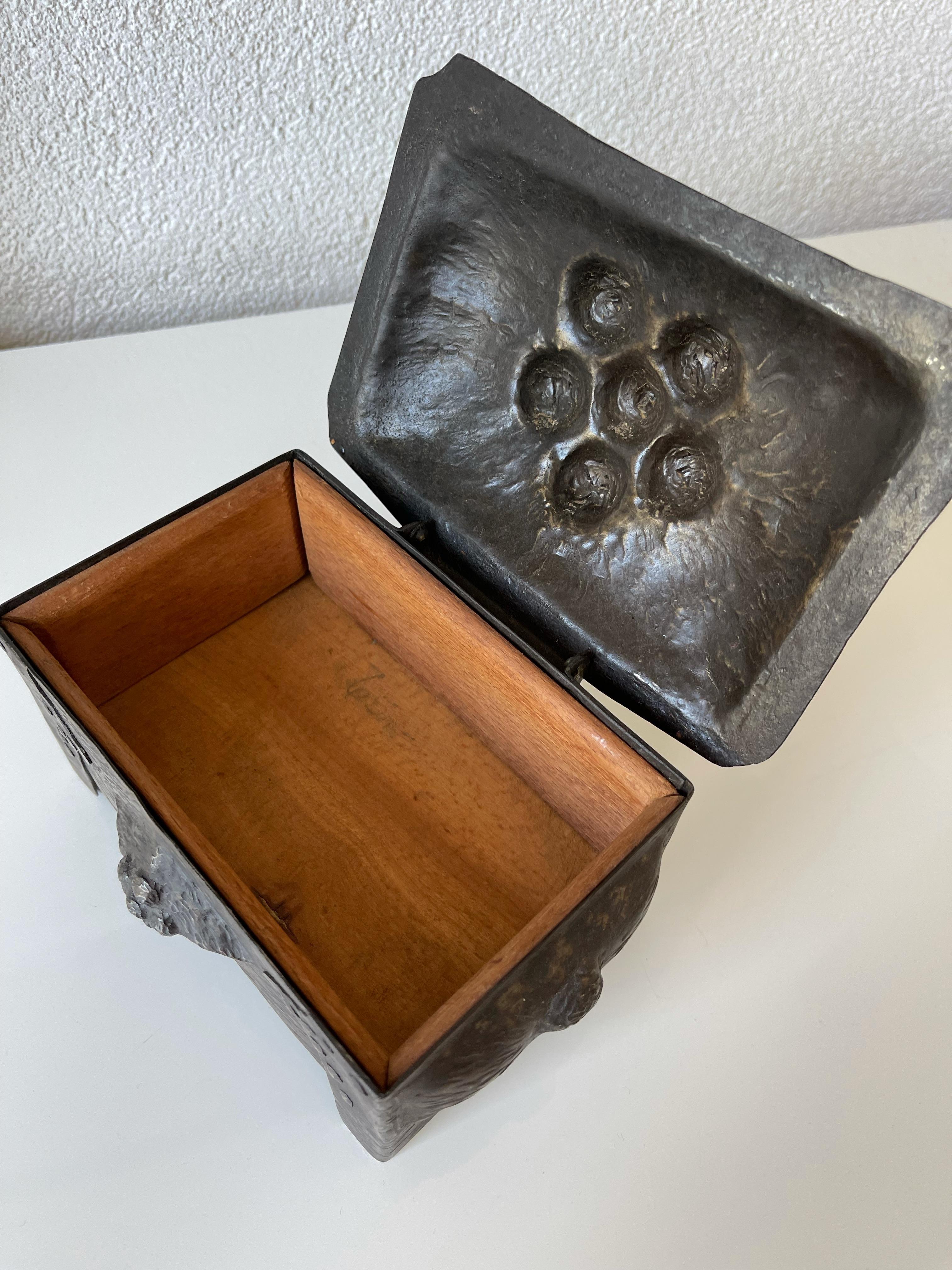 Antique Hand Forged Organic Design Arts & Crafts Multi Purpose Box, circa 1920 For Sale 3