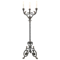Antique Hand Forged Wrought Iron Floor Lamp