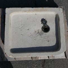 Antique Hand-Hewn Limestone Square Basin with Drain
