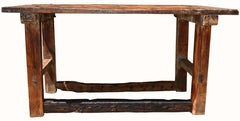 Antique Hand Hewn Mesquite Mexican Rustic Hacienda Table, circa 1900