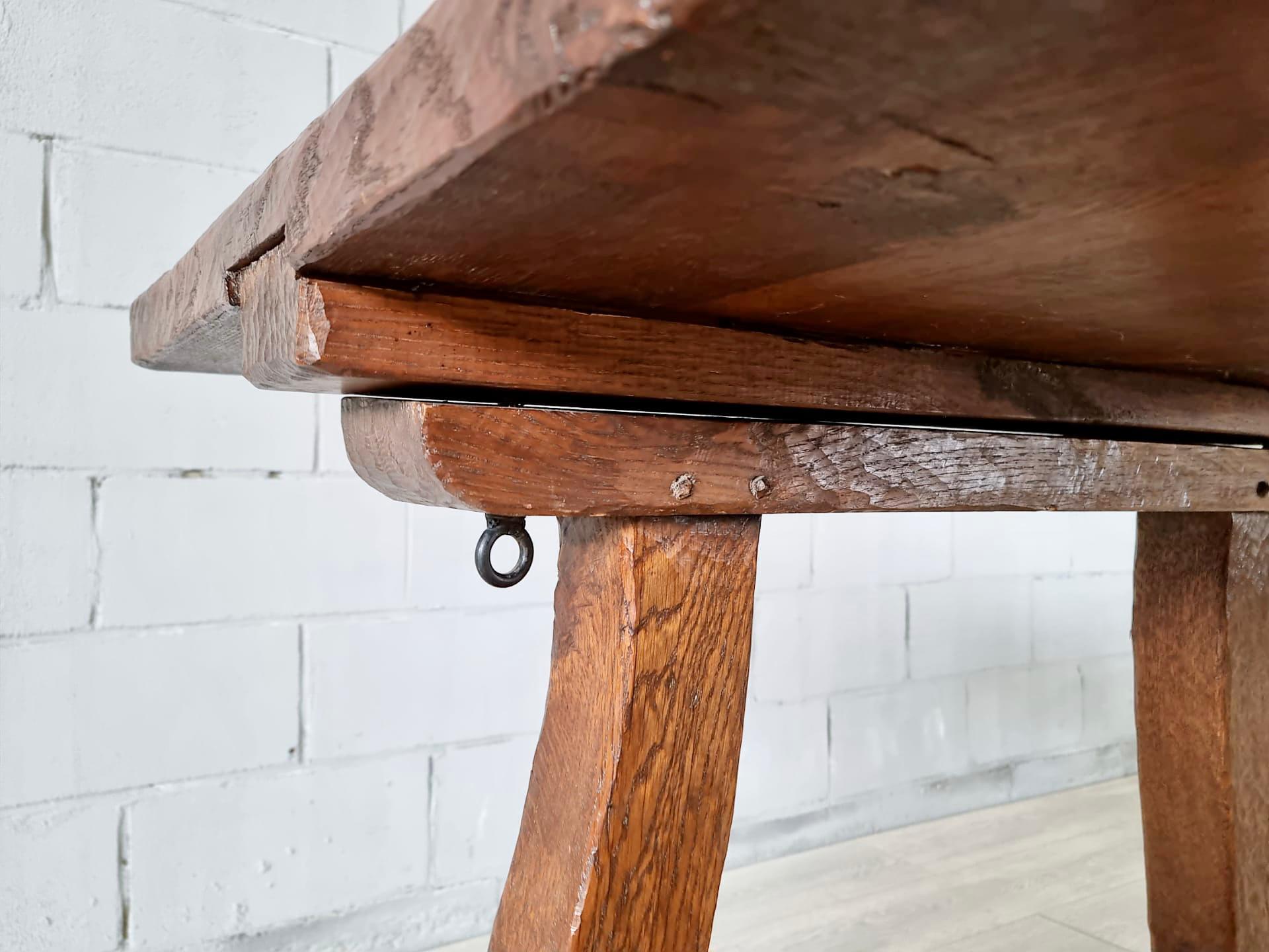 Antique Hand Hewn Spanish Revival Dining Table For Sale 6