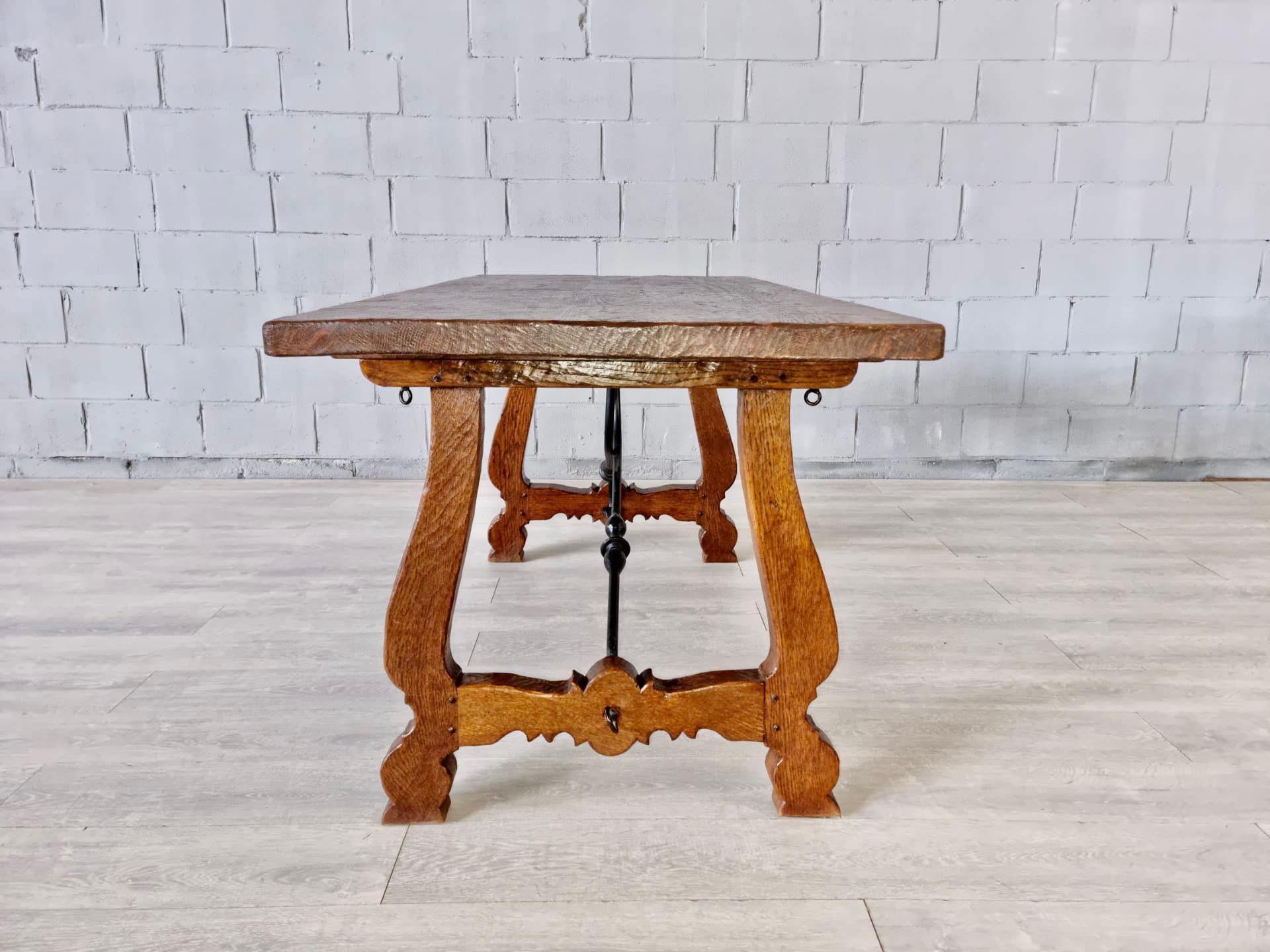 Antique Hand Hewn Spanish Revival Dining Table For Sale 1