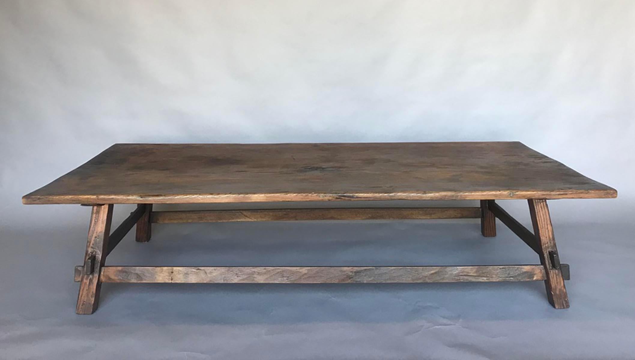 industrial coffee table hand-hewn top